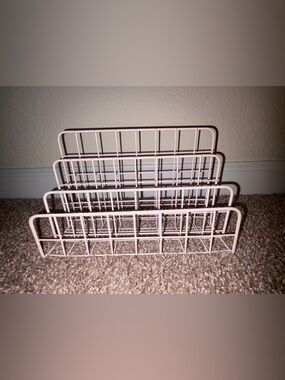 Pink Wire Desk Organizer Rack - Home Storage & Organization